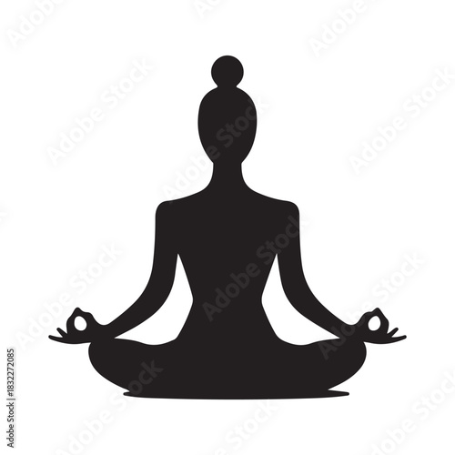 Meditation Pose Silhouette – Minimalist Yoga Figure Icon for Wellness and Mindfulness Designs