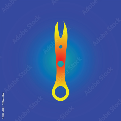 Illustration of a colorful orange and yellow cuticle pusher on blue background