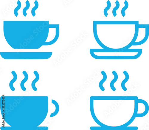 cup of coffee icon. Coffee or tea cups vector icon collection. Cup hot icons design