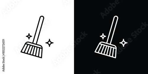 Sweeping icon line drawing clipart symbol. Vector illustration