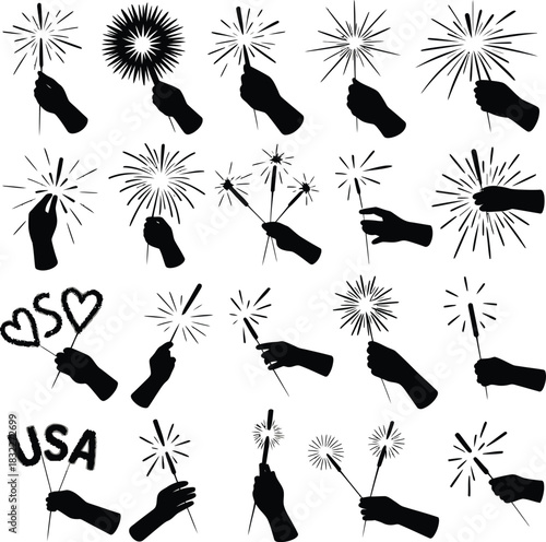 Sparklers Fireworks and Celebration Elements