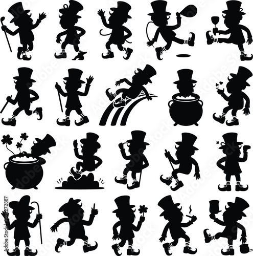 Leprechaun St. Patrick's Day Silhouette Set