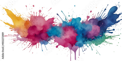 colorful rainbow holi paint color powder splash explosion isolated in transparent background