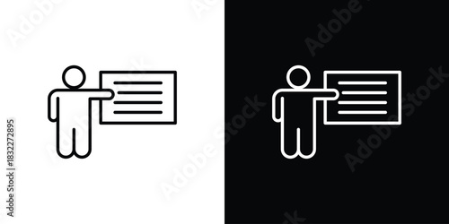 Teaching icon line drawing clipart symbol. Vector illustration