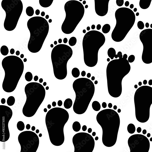 Footprint pattern black and white seamless design for fabric wallpaper background vector graphic 100 char