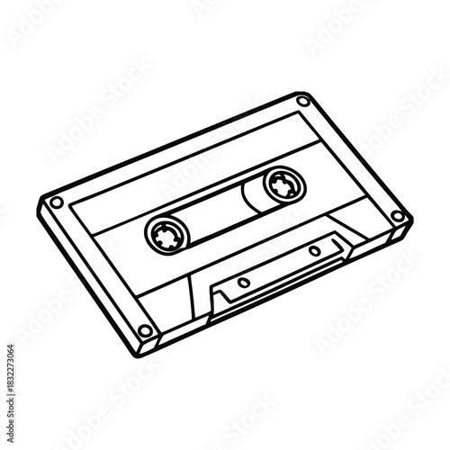 Silhouette of a vintage cassette tape isolated on a white background