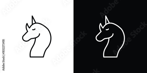Unicorn icon line drawing clipart symbol. Vector illustration