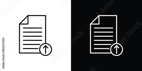 Upload file icon line drawing clipart symbol. Vector illustration