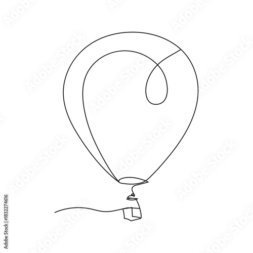 Hot air balloon. Minimal one line vector. Travel and adventure concept.