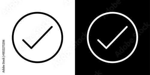 Simple checkmark icon symbolizing confirmation, task completion, approval, and successful actions in interfaces.
