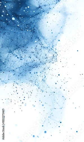 Blue abstract futuristic design visualizing data connections, network, and communication over a white background