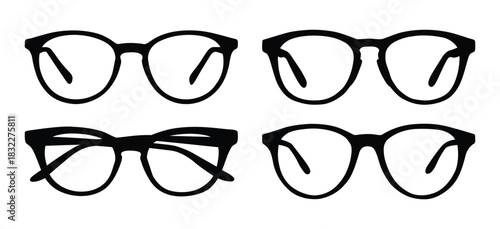 Black outline silhouette sunglass frame design set 