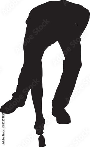 vector, silhouette of  man on bent painting on the floor with a brush