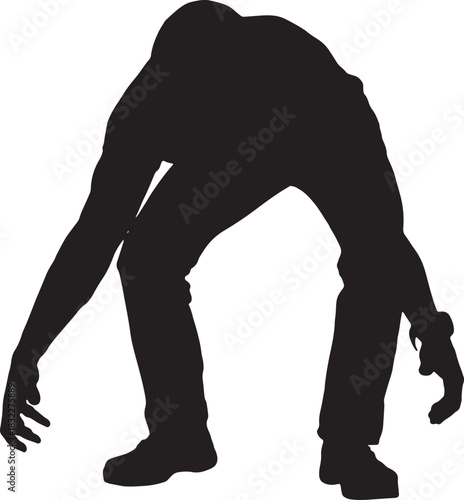 vector, silhouette of a front view of a man lifting something heavy from the ground