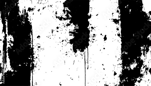 Abstract grunge background. Abstract black and white textured background with peeling paint and grunge effect. A close-up of a black and white painting featuring black paint splatters. 