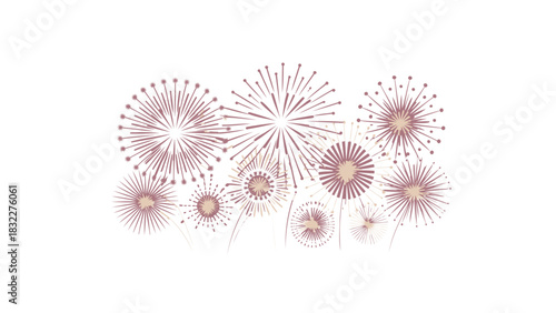 Vibrant display of purple and pink fireworks exploding in the night sky creating a festive celebration