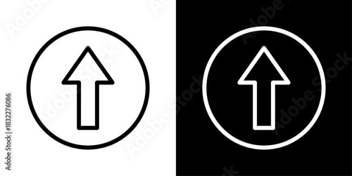 Simple upward arrow icon representing upward movement, upload action, navigation, scrolling, and directional guidance.