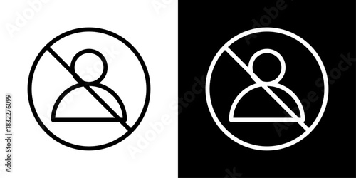 User profile with a block sign, representing restricted access, banned users, denied entry, and account prevention actions.