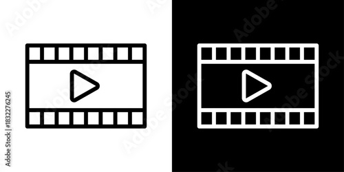 Clean video icon featuring a play symbol, representing media playback, streaming, recording, and digital content.