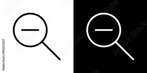 Minimal zoom-out icon with a magnifying glass and minus sign, used to reduce view size and scale content down.