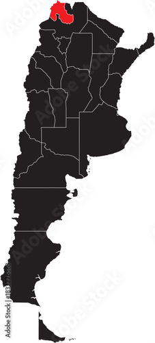 Jujuy Region on Map of Argentina Editable Vector