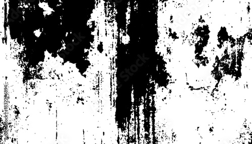 Abstract grunge background. Abstract black and white textured background with peeling paint and grunge effect. A close-up of a black and white painting featuring black paint splatters. 