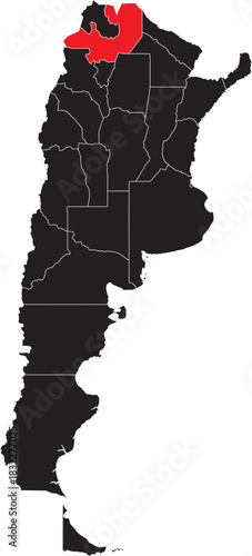 Salta Region on Map of Argentina Editable Vector