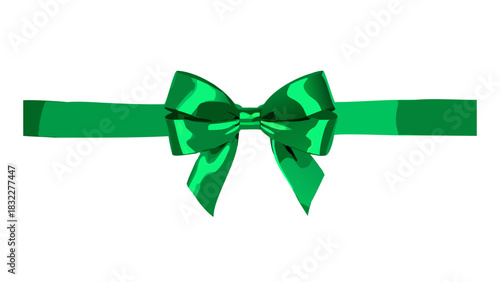A green ribbon with a bow tied in the center and a long green ribbon extending from each side