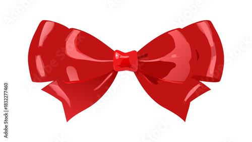 A shiny, smooth, bright red bow tie with a glossy finish and a crisp, clean white background, perfect for celebrations and gifting