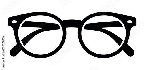 Black framed round eyeglasses are a classic accessory for vision correction.