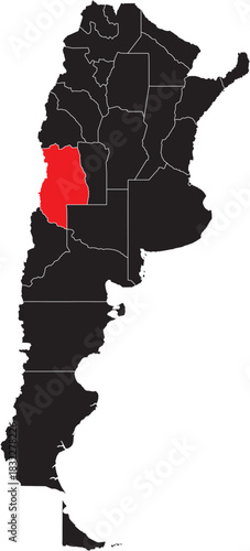 Mendoza Region on Map of Argentina Editable Vector