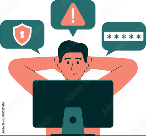 Relaxed person confidently manages online security and digital safety with ease.