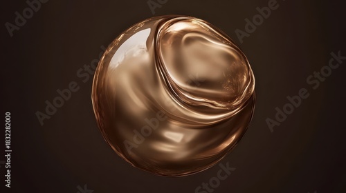 A flowing ribbon of liquid mercury forming a smooth metallic sphere with glossy reflections