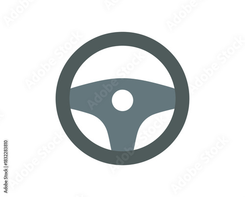 Illustration of a gray steering wheel with a circular center hole