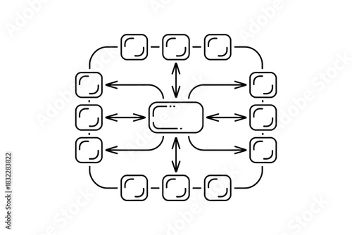 Diagram showing a central node connected to a ring of other nodes with arrows