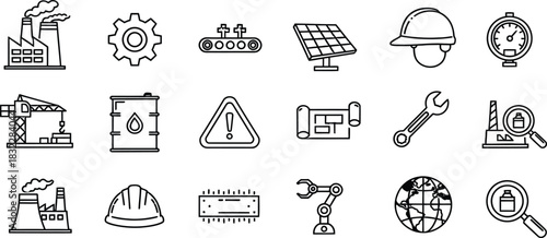 Industry and engineering doodle icons set a hand drawn vector collection
