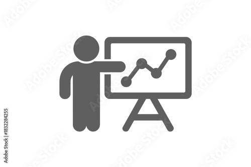 Person presenting a chart on a whiteboard with a stand in gray color