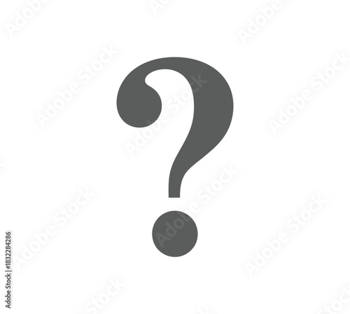 Illustration of a gray question mark symbol on a white background view