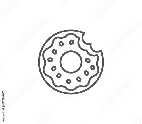 Illustration of a donut with a bite taken out and sprinkles on the icing