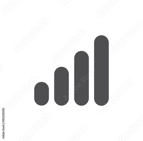 Illustration of a signal strength indicator with increasing bars in gray