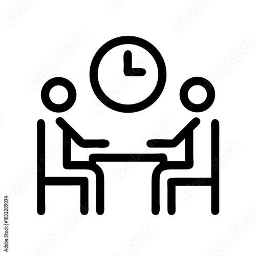 meeting time clock icon black and white clip art preview
