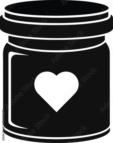 Isolated heart in a glass jar, a container of love