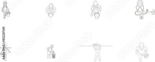 Collection of isometric cleaning icons with diverse actions