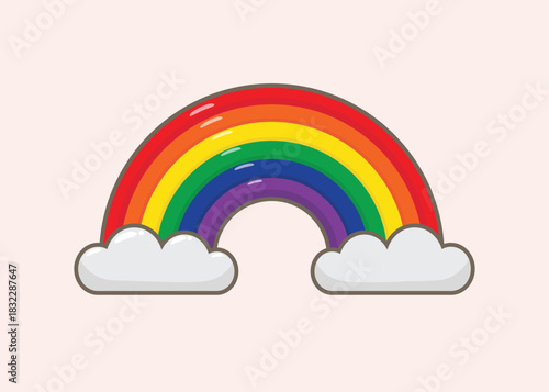 beautiful balloon of rainbow vector with clouds clip art
