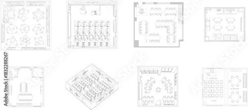 Diverse Office and Meeting Space Floor Plan Designs Keywords: office, floor plan, layout