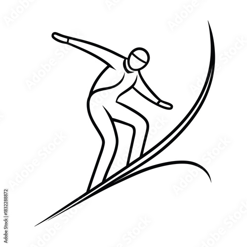 Black woman sport vector silhouette illustration of people skiing in the mountains with a ski jump icon