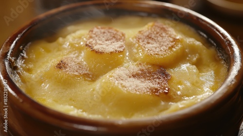 Delicious regional delicacy served in a ceramic dish closeup