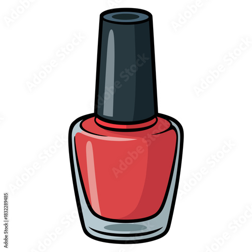 Illustration of a red nail polish bottle for beauty and care Vector