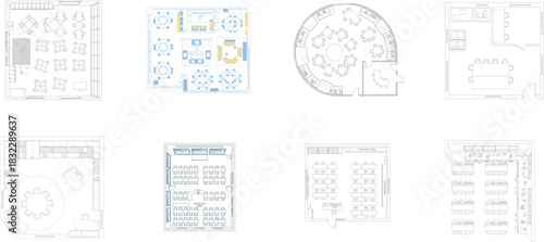 Various Office and Meeting Room Floor Plan Designs Keywords: office, floor plan, layout