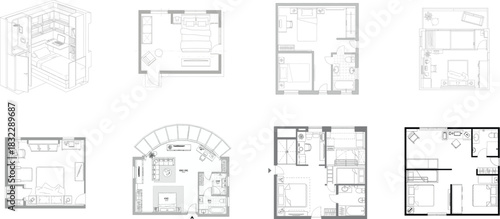Architectural Renderings and Floor Plans of Residential Units